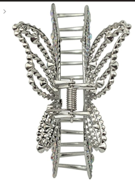 KIRKS FOLLY CRYSTAL QUEEN BUTTERFLY HAIR CLAW CLIP SILVER TONE main image 4